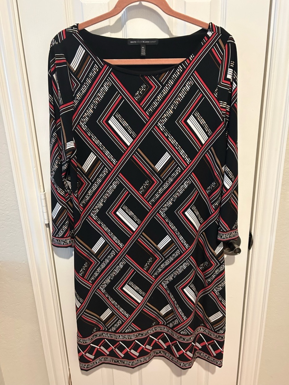White House Black Market Geometric Print Long Sleeve Dress